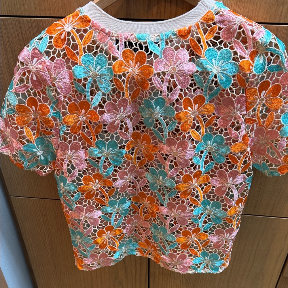 Anthropologie Multicolor Floral Lace Blouse - Picture 3 of 5